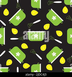 Seamless pattern with whisks and cookers Stock Vector
