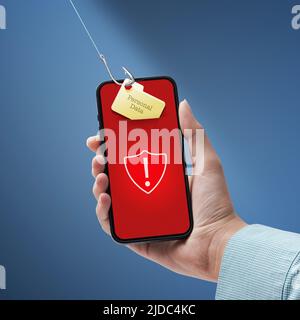 Personal data theft: hacker stealing personal information stored in a user smartphone Stock Photo