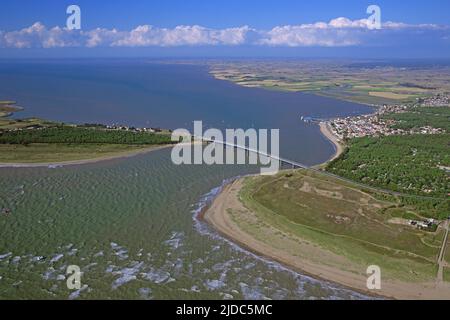 France, Vendée Fromentine Noirmoutier bridge (aerial view) Stock Photo