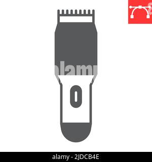 Hair trimmer glyph icon, barbershop and hairdresser, hair clipper vector icon, vector graphics, editable stroke outline sign, eps 10. Stock Vector