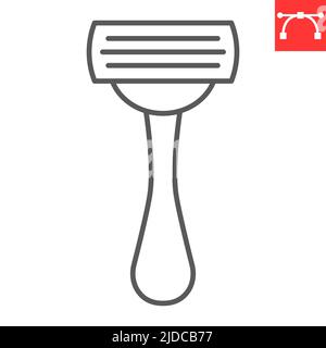 Shaving razor line icon, care and cutter, razor vector icon, vector graphics, editable stroke outline sign, eps 10. Stock Vector