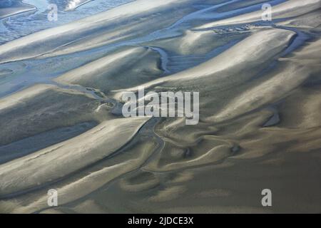 France, Pas-de-Calais, Authie Bay, quicksand in the estuary (aerial view) Stock Photo