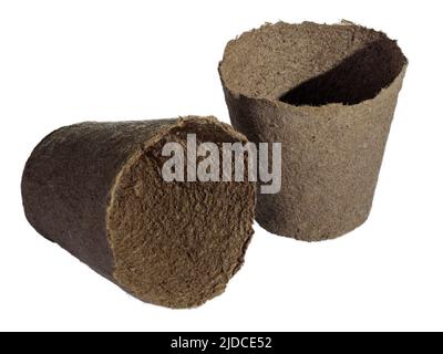 Two empty paper cups isolated on white background Stock Photo