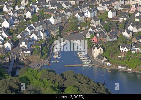 France, Morbihan (56) Bono, small port, coastal river loch or ria rising from the Gulf of Morbihan, aerial view Stock Photo