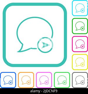 Send message outline vivid colored flat icons in curved borders on white background Stock Vector