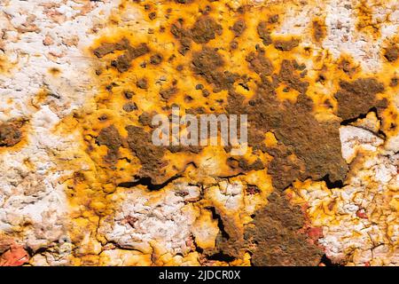 The pattern of old painted rusty metal surface Stock Photo