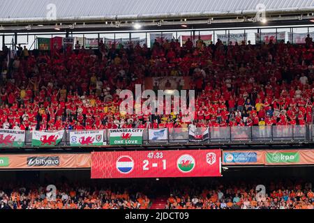 ROTTERDAM, NETHERLANDS - 14 JUNE 2022: Fans during the League A 2022 Nations League fixture between Netherlands & Wales at the Feyenoord Stadium, Rotterdam on the 14th of June 2022. (Pic by John Smith/FAW) Stock Photo