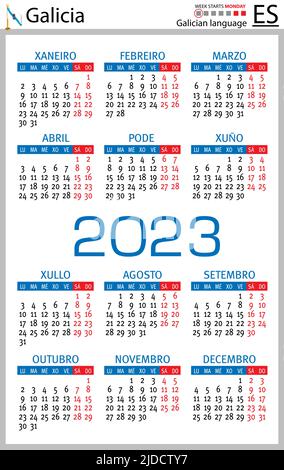 Galician vertical pocket calendar for 2023 (two thousand twenty three ...