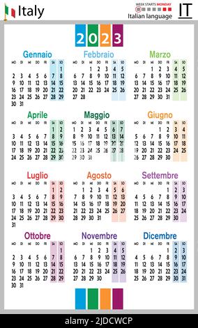 Italian vertical pocket calendar for 2023 (two thousand twenty three ...