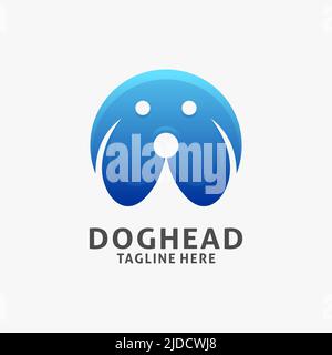 Dog head logo design in circle shape Stock Vector