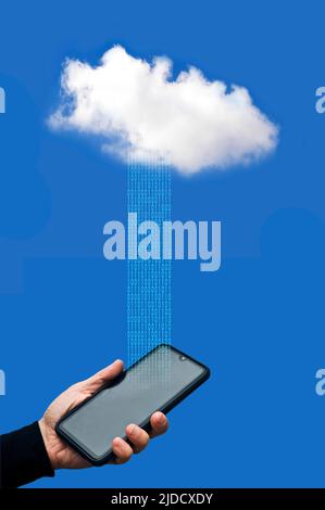 sending data in the cloud, cloud computing concept Stock Photo