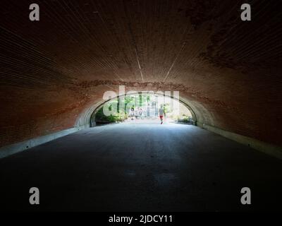Image taken underneath Glade Arch in Central Park, New York. Stock Photo