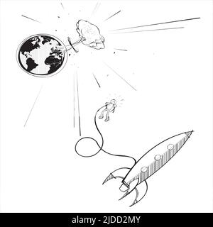 An Astronaut watches the end of the world Stock Vector