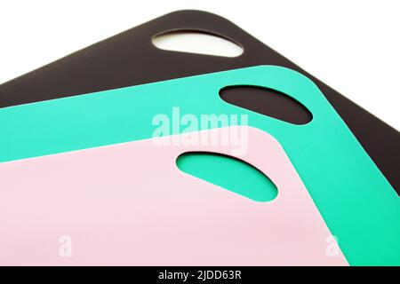 3 various flexible cutting mats isolated on white background Stock Photo