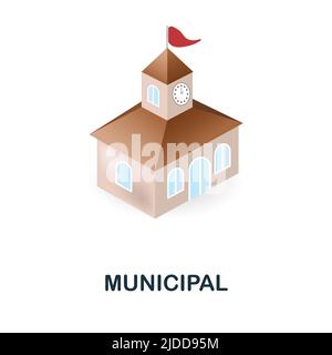 Municipal 3d icon Simple element from buildings collection. Creative Municipal icon for web design, templates, infographics and more Stock Vector