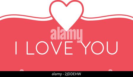 I LOVE YOU greeting card with heart in pink and white. Vector illustration Stock Vector