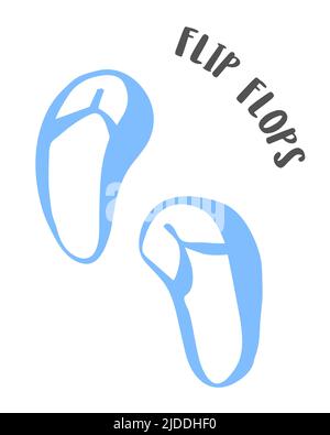 Summer flip flop slippers drawing hand painted with ink brush isolated on white background. Vector illustration Stock Vector