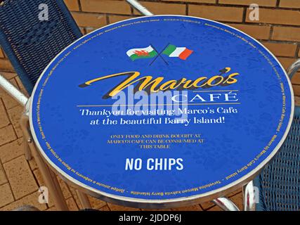 Marcos Cafe ,Barry island, Promenade, Barry , Vale of Glamorgan, Wales, CF62 5TQ Stock Photo