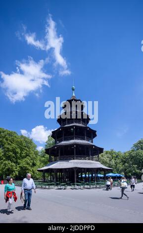 The Chinese tower, English Garden, Munich, Bavaria, Germany Stock Photo