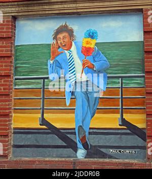 Paul Curtis murals of Ken Dodd Liverpool entertainer, on the Royal Court Theatre, Roe street, L1 Stock Photo