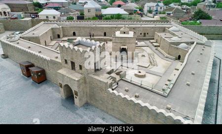 Ateshgah of Baku, drone aerial top view, Azerbaijan, Southern Caucasus Stock Photo