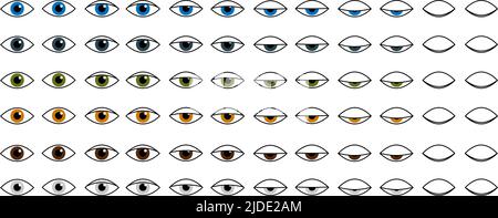 Eyes icon open to close colorful Stock Vector