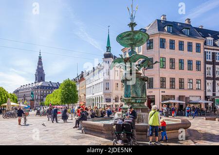 The Stork Fountain (Storkespringvandet) on Amagertorv in central Copenhagen, Denmark. Stock Photo