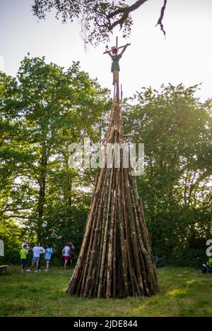 Neuoetting,Germany-June 18,2022: View of fireplace for summersolstice celebration Stock Photo