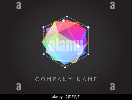 Geometric Shapes Unusual and Abstract  Vector Logo. Polygonal Colorful Logotypes. Stock Vector