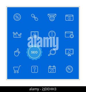 Set of Seo Search Engine Optimization Vector Illustration Elements can be used as Logo or Icon in premium quality Stock Vector