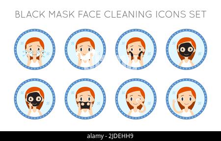 Vector Face Cleaning And Care Actions Set Stock Vector