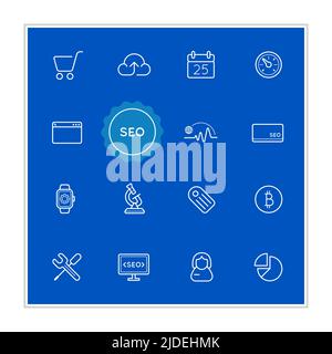 Set of Seo Search Engine Optimization Vector Illustration Elements can be used as Logo or Icon in premium quality Stock Vector