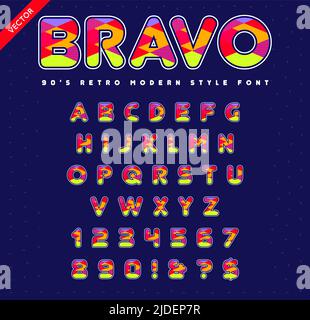 80's - 90's Style Alphabet. Colorful Bright Font Set. Vector. Stock Vector
