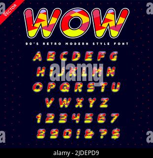 80's - 90's Style Alphabet. Colorful Bright Font Set. Vector. Stock Vector