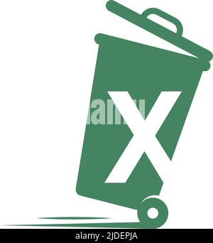 Letter X in the trash bin icon illustration template vector Stock Vector