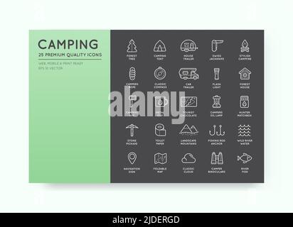 Set of Thin Vector Hunting Camping Sport Elements Illustration can be used as Logo or Icon in premium quality Stock Vector