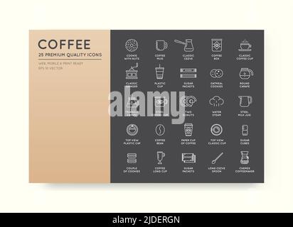 Set of Vector Coffee Elements and Coffee Accessories Illustration