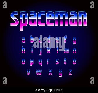 80s Retro Futurism Sci-Fi Font Alphabet Vector Stock Vector