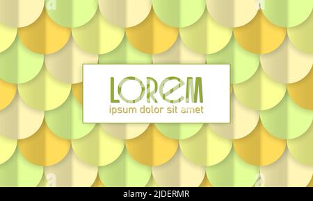 Vector background seamless pattern, simple fish scale shapes with shadow, yellow pastel tones Stock Vector
