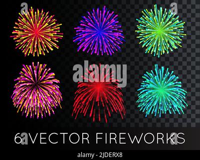 Vector Fireworks Set with transparency Stock Vector