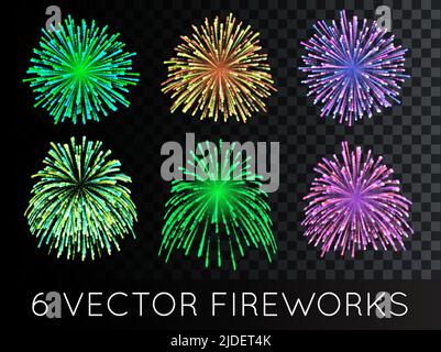 Vector Fireworks Set with transparency Stock Vector