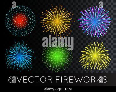 Vector Fireworks Set with transparency Stock Vector