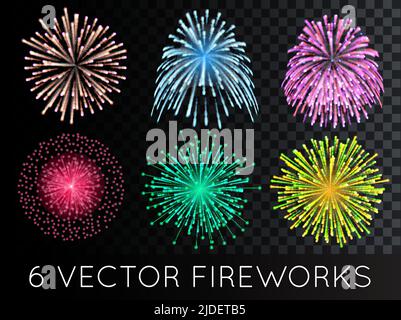 Vector Fireworks Set with transparency Stock Vector