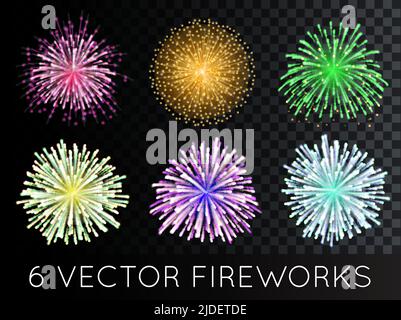 Vector Fireworks Set with transparency Stock Vector
