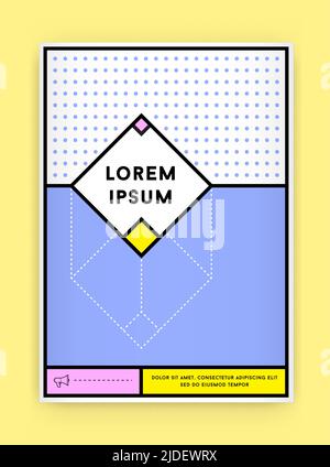 Visual identity in Trendy New Fat Line Style Geometric Design in Retro Style with Fresh Old School Colours with Fictitious names and text Stock Vector