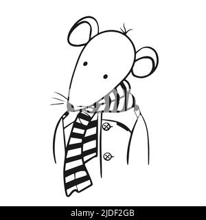 Fashion Accessories Lineart Illustration In Hand Drawn Style, Rat