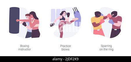 Boxing isolated cartoon vector illustrations set. Stock Vector