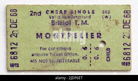 1960s British Rail Train Ticket Bristol to Montpelier Stock Photo