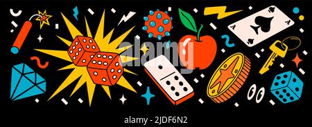 Cartoon vector Comic characters. Crazy cartoons Abstract vector collection in trendy retro comic style Stock Vector