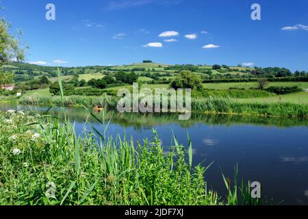 River Avon and Kelston Hill from Saltford near Bath, Somerset. Stock Photo